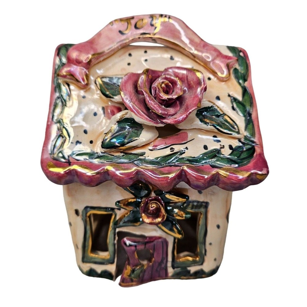 Blue‎ Sky Clayworks Joy House Roses Candle Tealight Heather Goldminc Vtg READ